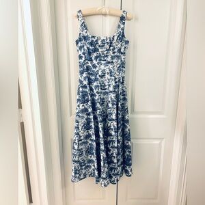 STAUD Wells dress, blue toile